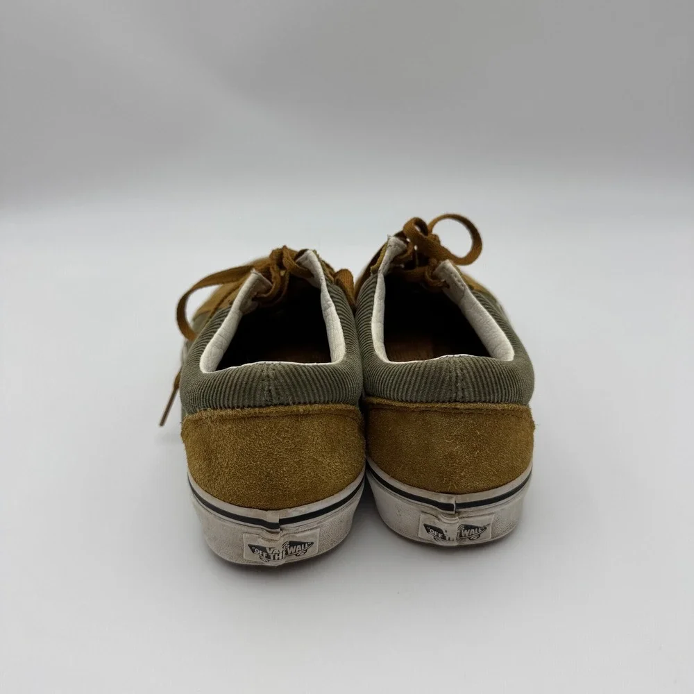 Vans Old Skool Corduroy Suede Sneakers Olive Green Mustard Yellow W8 M6.5
